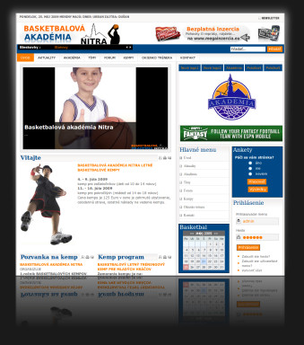 Redizajn internetová prezentácia BasketAcademyNr.sk